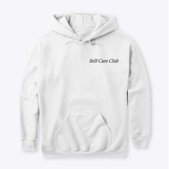 Revolt Society Tops - SELF CARE CLUB WHITE GRAPHIC HOODIE